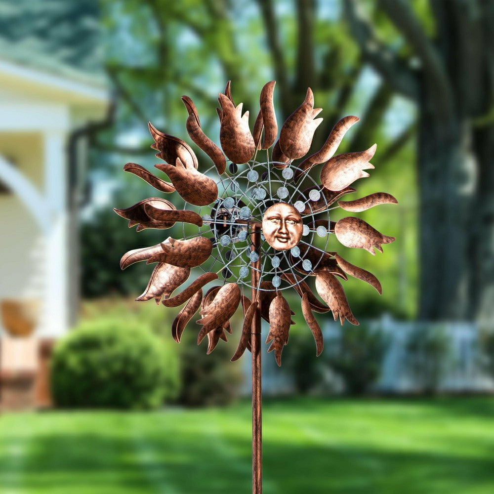 Copper Sun Metal Wind Spinner, 75"H | Plow & Hearth