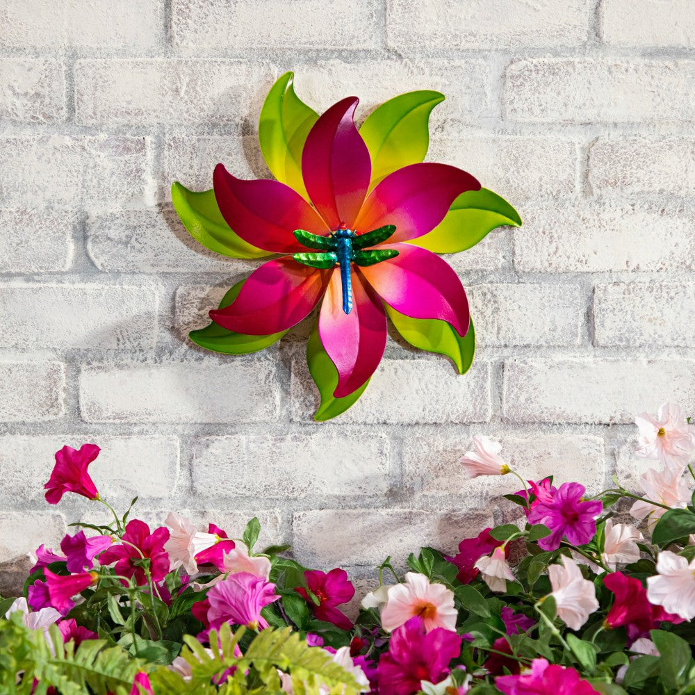 Metal Radiant Petals DragonFly Wind Spinner 13"D | Plow & Hearth