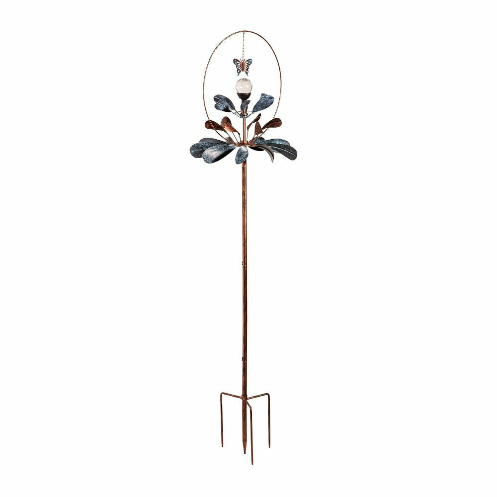Sphere Flower Solar Metal Wind Spinner, 87"H | Plow & Hearth