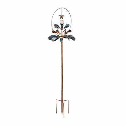 Sphere Flower Solar Metal Wind Spinner, 87"H | Plow & Hearth