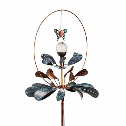 Sphere Flower Solar Metal Wind Spinner, 87"H | Plow & Hearth