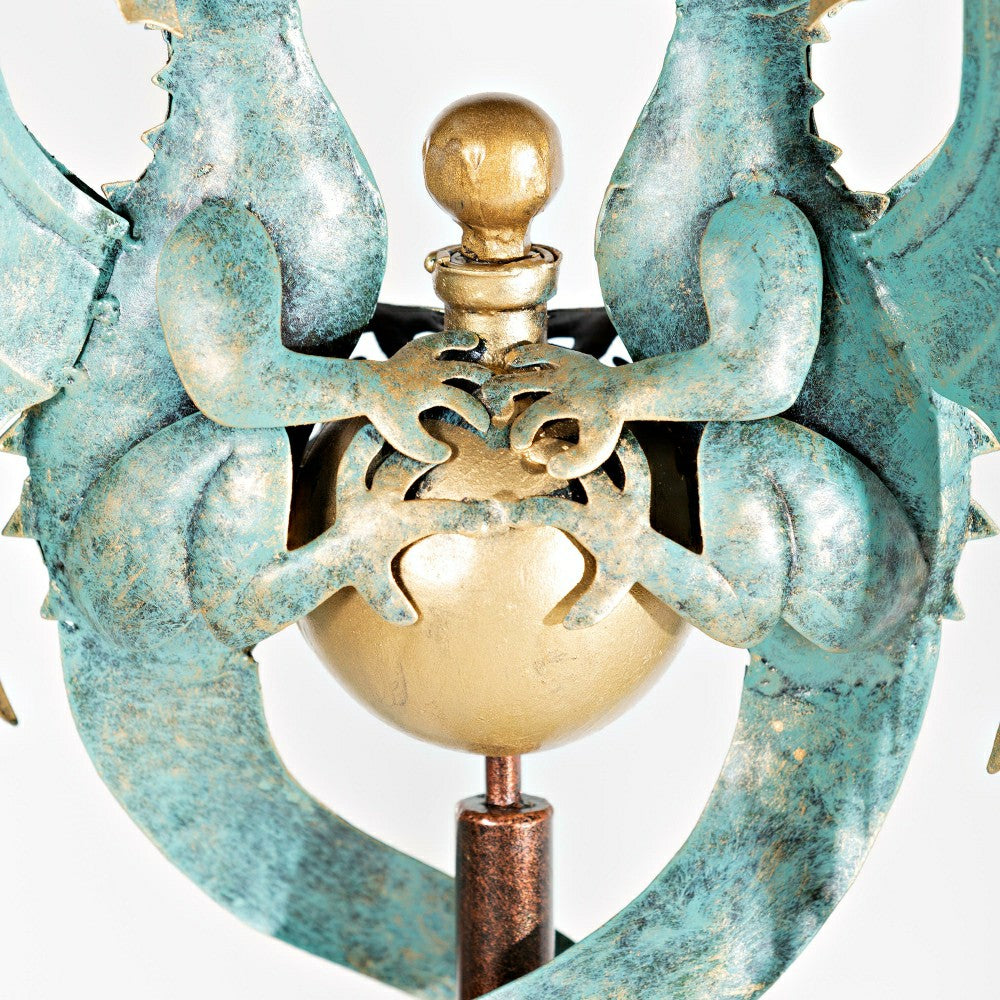56" Antique Blue Dual Dragon Metal Yard Spinner | Plow & Hearth