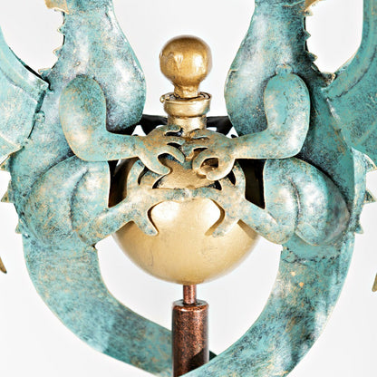 56" Antique Blue Dual Dragon Metal Yard Spinner | Plow & Hearth