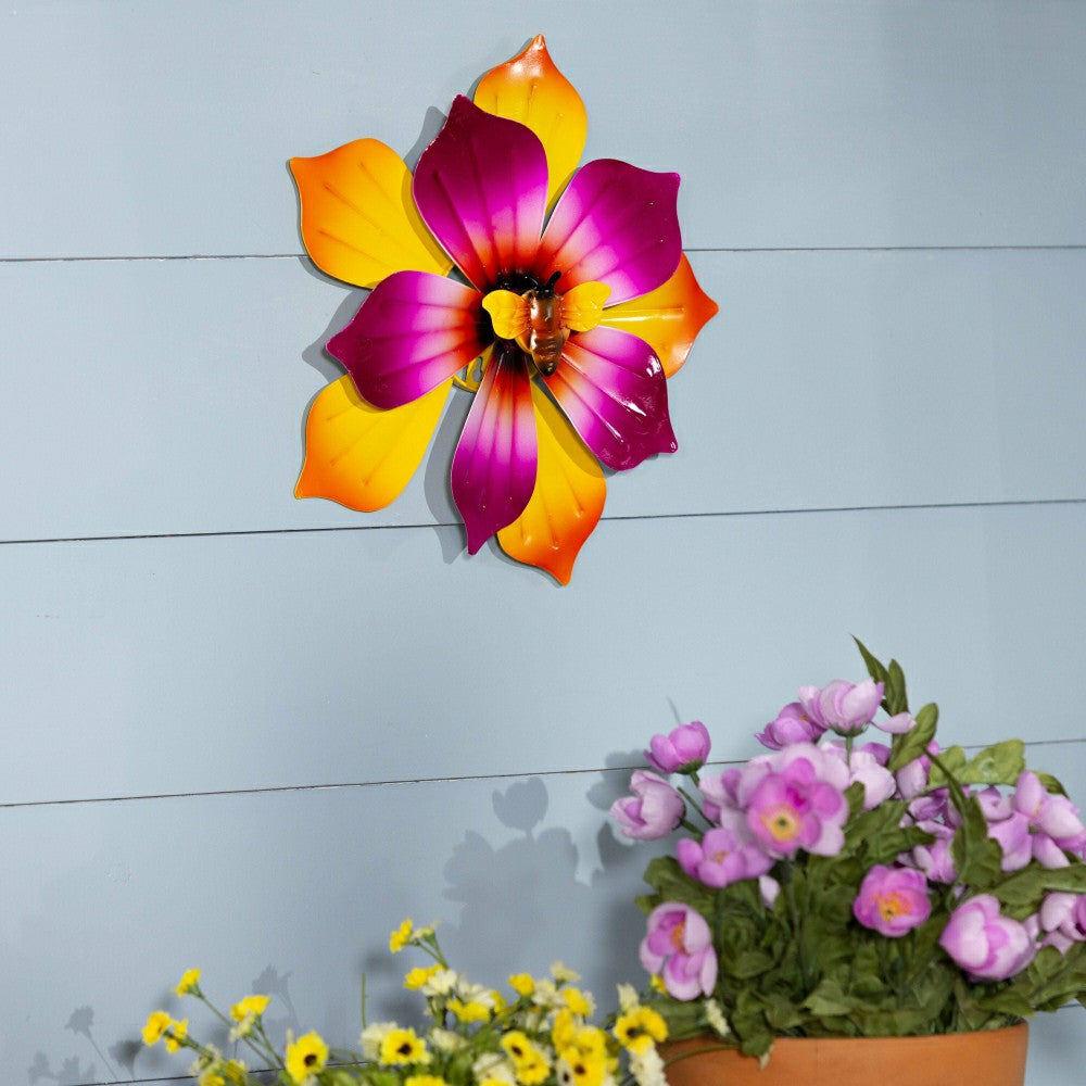 Metal Radiant Blossom Bee Wall Spinner 13"D | Plow & Hearth