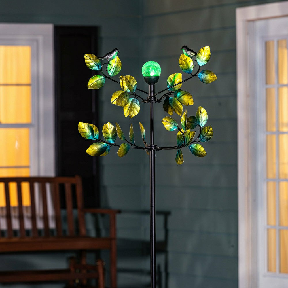 Bird and Leaves Solar Wind Spinner 80"H | Plow & Hearth