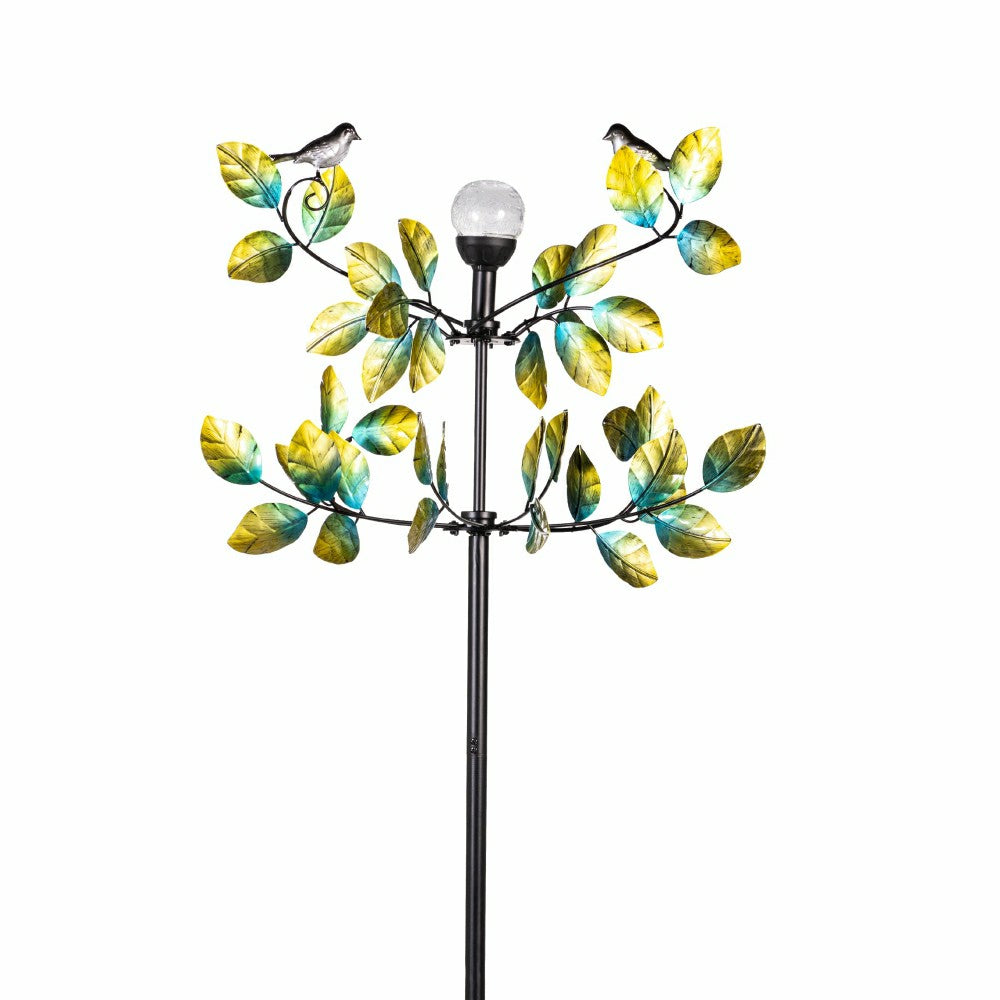 Bird and Leaves Solar Wind Spinner 80"H | Plow & Hearth