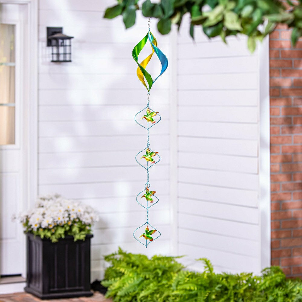 Metal Hummingbird Wind Twirler 41"H | Plow & Hearth
