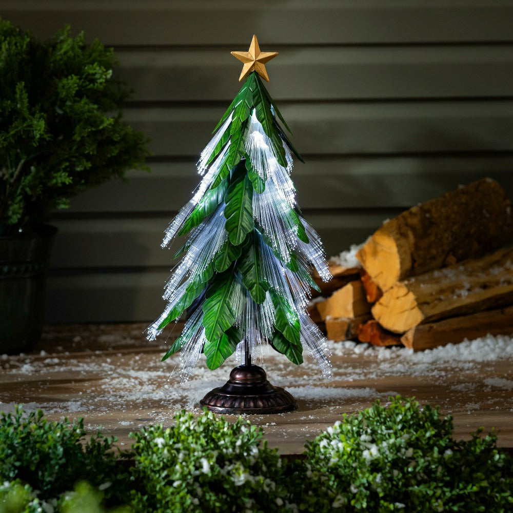 Shades of Green Garden Statue, Metal Fiber Optic LED Statue, Evergreen | Plow & Hearth