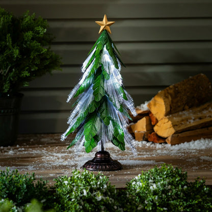 Shades of Green Garden Statue, Metal Fiber Optic LED Statue, Evergreen | Plow & Hearth
