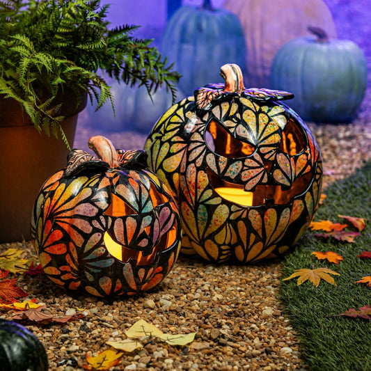 Floral Burst Ceramic Talavera Pumpkin, Small | Plow & Hearth