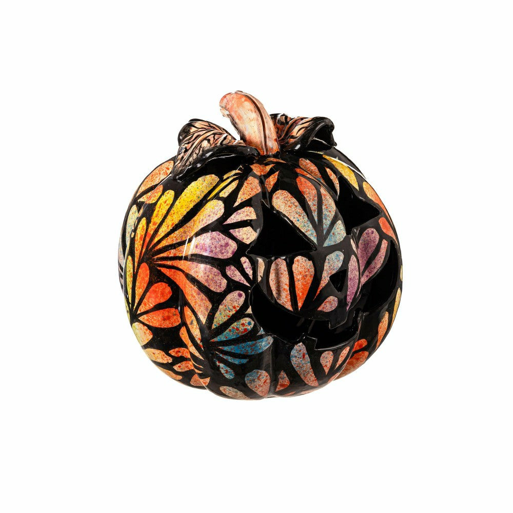 Floral Burst Ceramic Talavera Pumpkin, Small | Plow & Hearth
