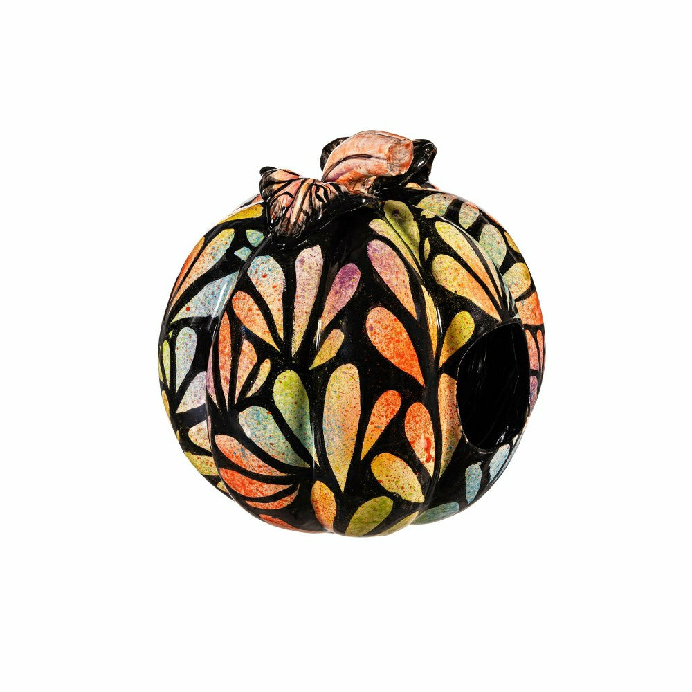 Floral Burst Ceramic Talavera Pumpkin, Small | Plow & Hearth