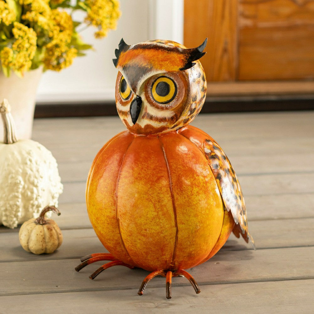 Metal Owl Pumpkin Garden Statue | Plow & Hearth