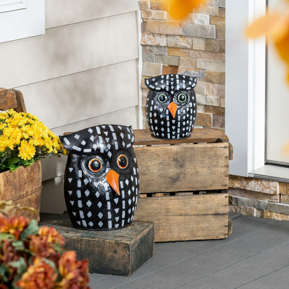 Harvest Dotted Owl Garden Statue Set | Plow & Hearth