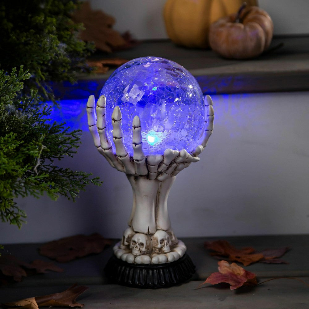 Haunted House LED Skull Hand Globe Statuary | Plow & Hearth