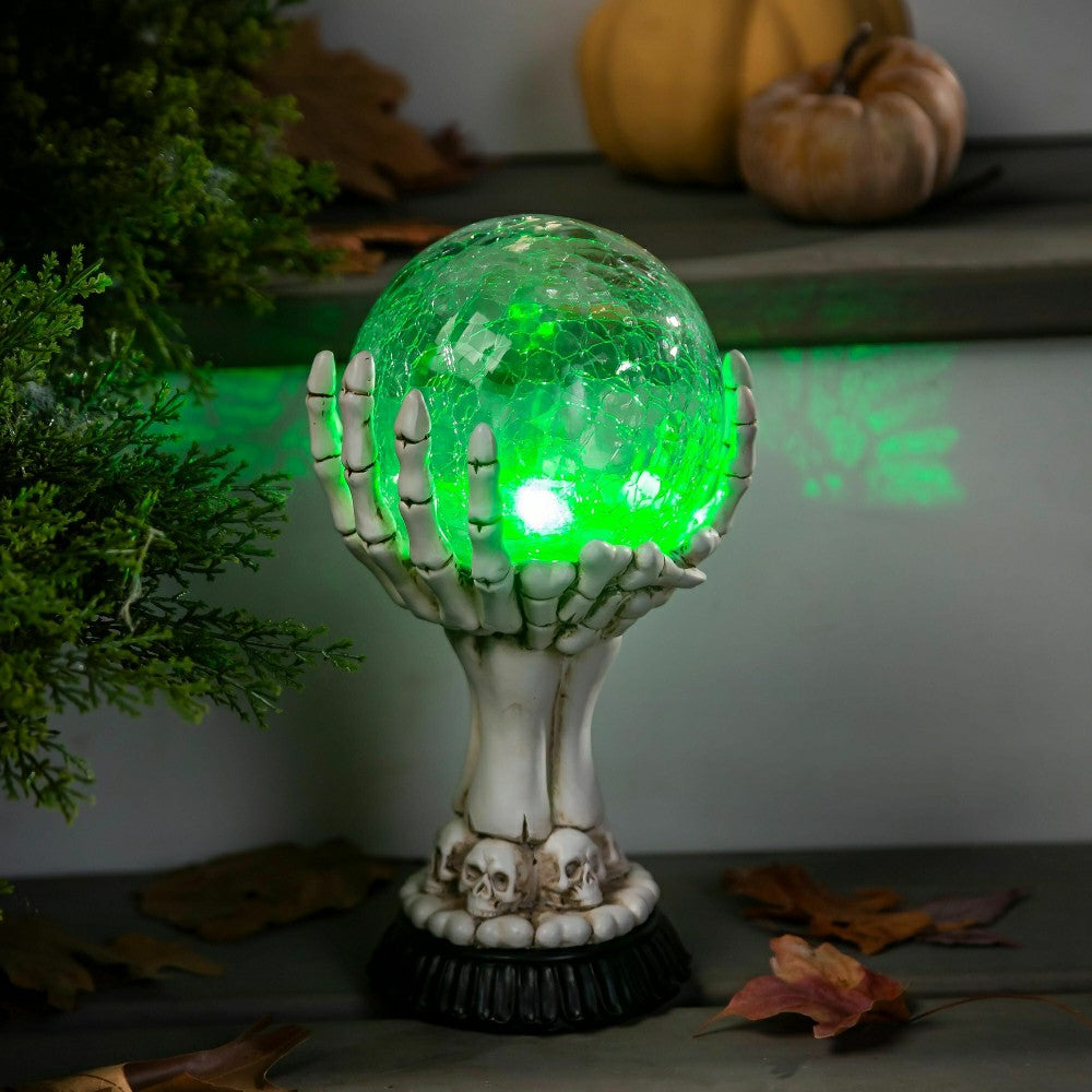 Haunted House LED Skull Hand Globe Statuary | Plow & Hearth