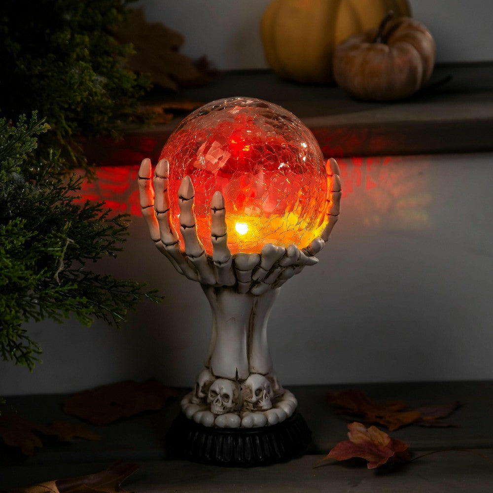 Haunted House LED Skull Hand Globe Statuary | Plow & Hearth