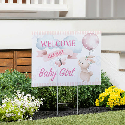 Bunny Welcome Baby Girl Yard Sign | Plow & Hearth