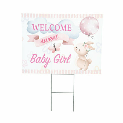 Bunny Welcome Baby Girl Yard Sign | Plow & Hearth