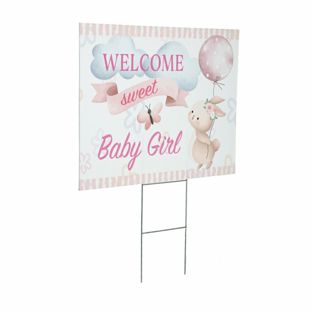 Bunny Welcome Baby Girl Yard Sign | Plow & Hearth