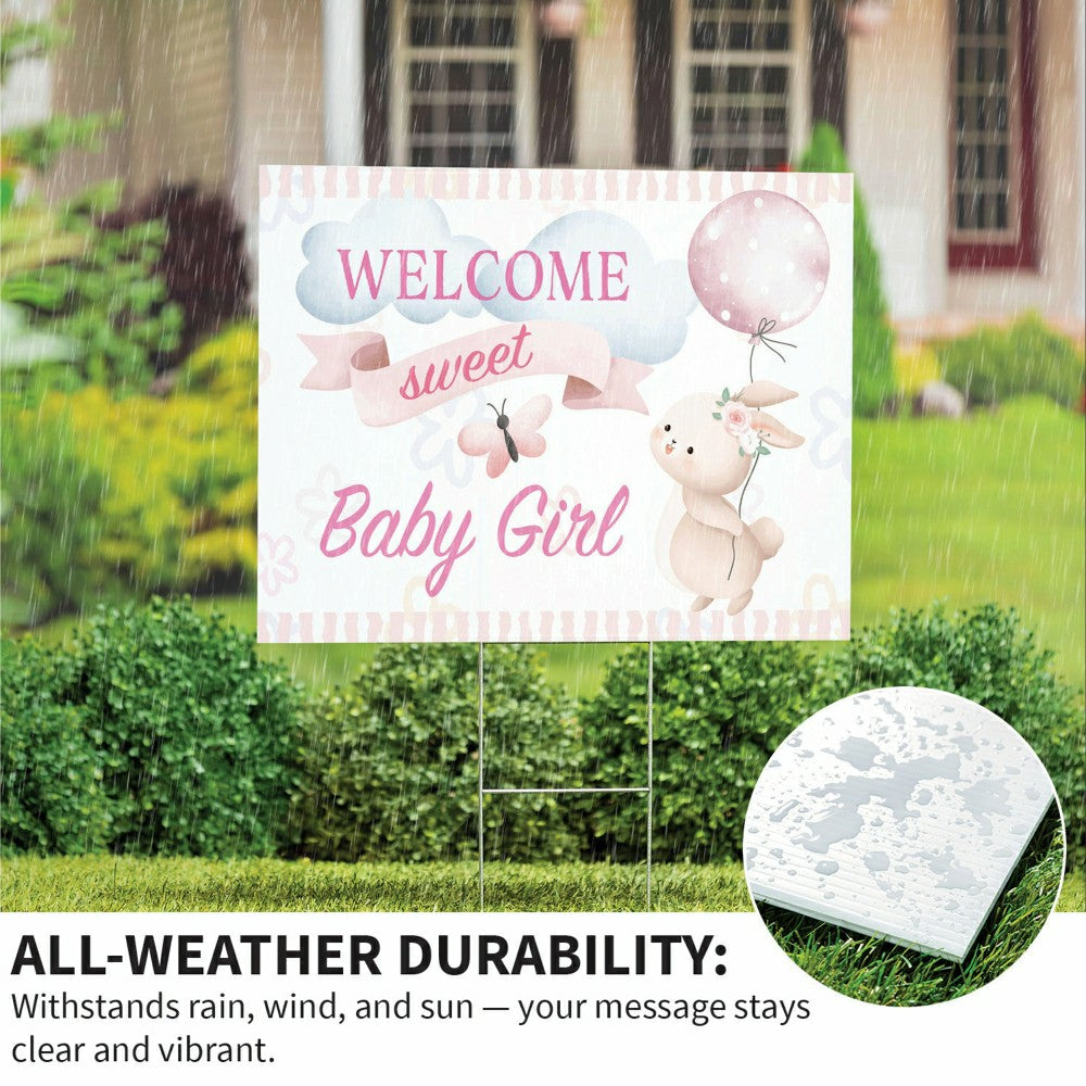 Bunny Welcome Baby Girl Yard Sign | Plow & Hearth