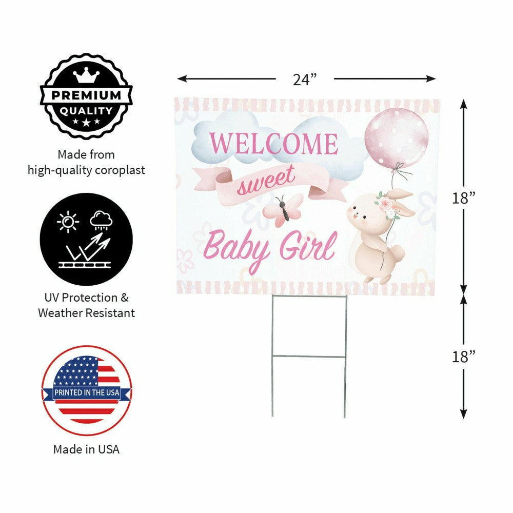Bunny Welcome Baby Girl Yard Sign | Plow & Hearth