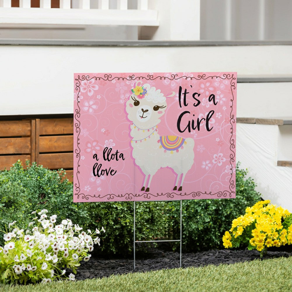 It's a Girl Baby Alpaca Yard Sign | Plow & Hearth