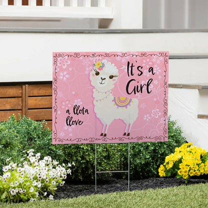 It's a Girl Baby Alpaca Yard Sign | Plow & Hearth