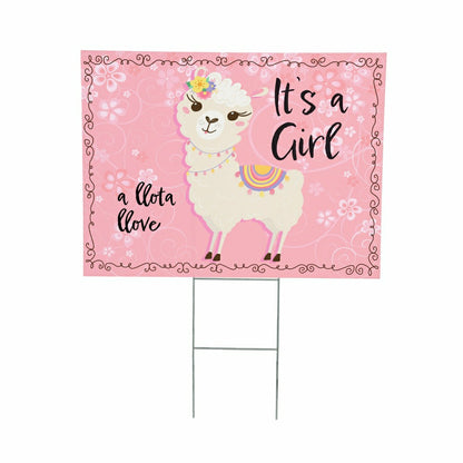It's a Girl Baby Alpaca Yard Sign | Plow & Hearth
