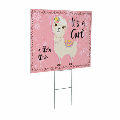 It's a Girl Baby Alpaca Yard Sign | Plow & Hearth