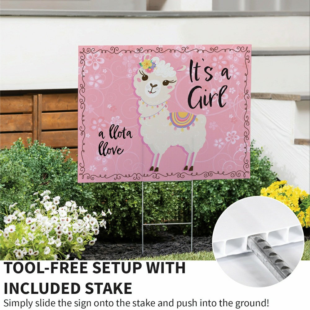 It's a Girl Baby Alpaca Yard Sign | Plow & Hearth