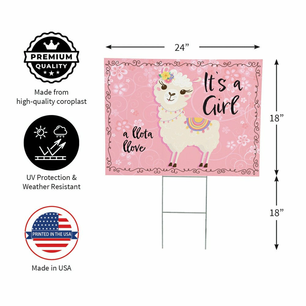 It's a Girl Baby Alpaca Yard Sign | Plow & Hearth