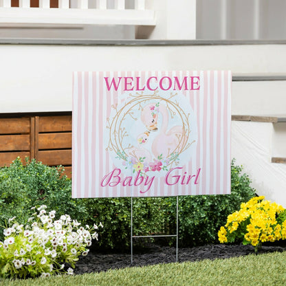 Flamingo Welcome Baby Girl Yard Sign | Plow & Hearth