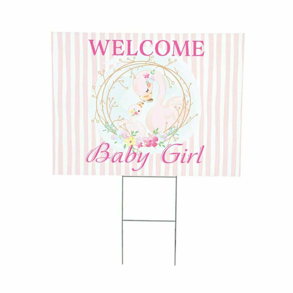 Flamingo Welcome Baby Girl Yard Sign | Plow & Hearth