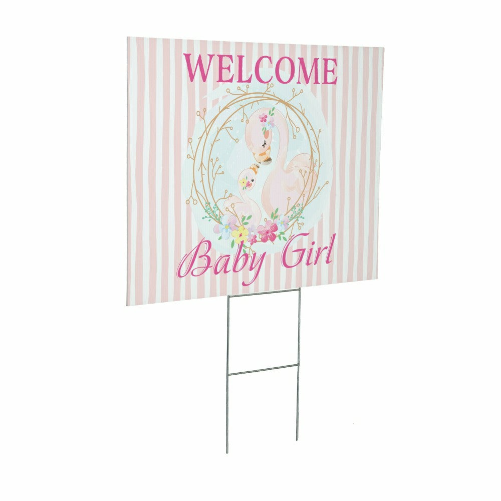 Flamingo Welcome Baby Girl Yard Sign | Plow & Hearth