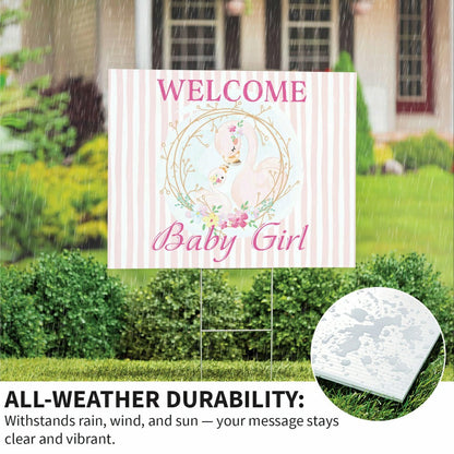 Flamingo Welcome Baby Girl Yard Sign | Plow & Hearth