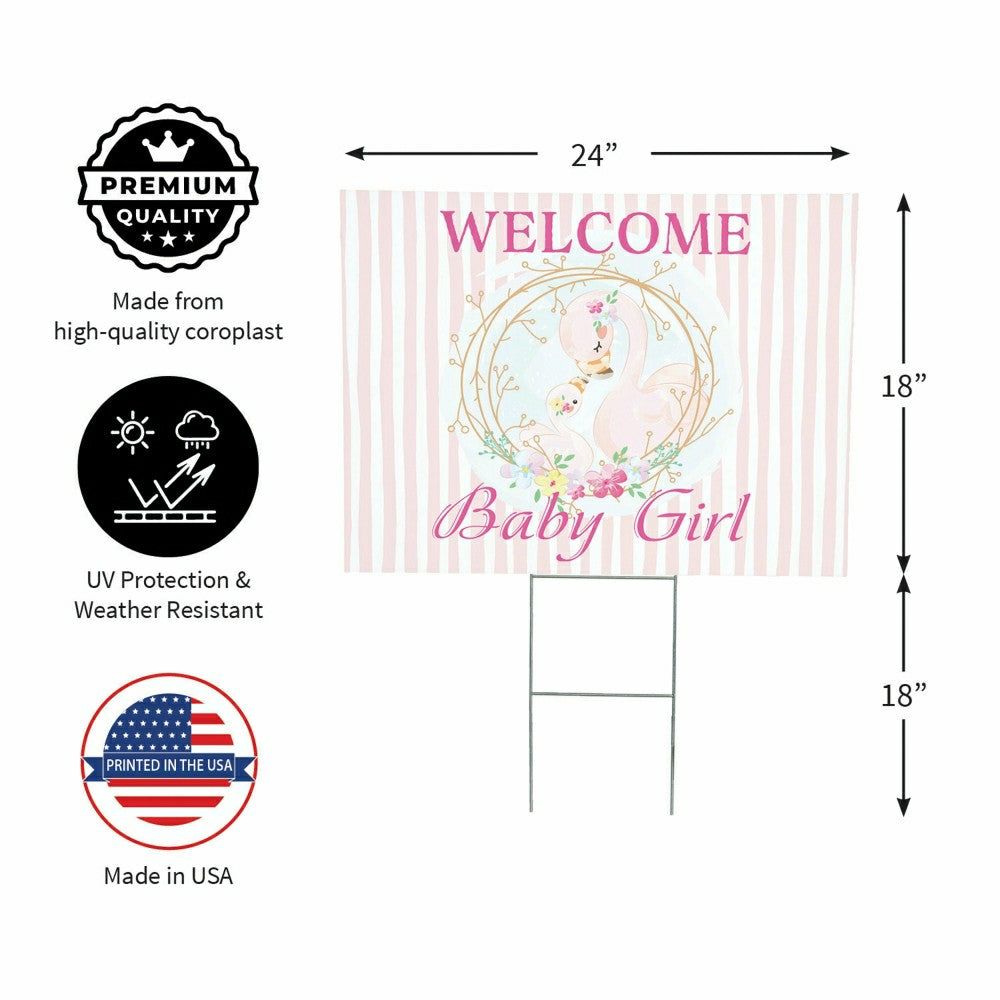 Flamingo Welcome Baby Girl Yard Sign | Plow & Hearth