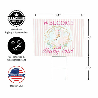 Flamingo Welcome Baby Girl Yard Sign | Plow & Hearth