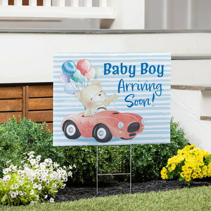 Bear Baby Boy Arriving Soon Yard Sign | Plow & Hearth