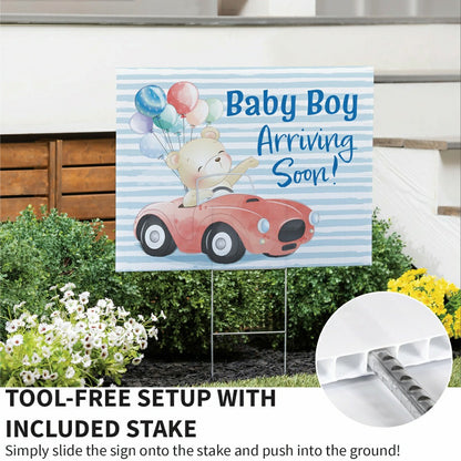 Bear Baby Boy Arriving Soon Yard Sign | Plow & Hearth