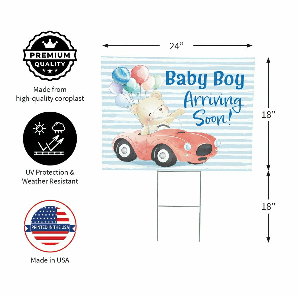 Bear Baby Boy Arriving Soon Yard Sign | Plow & Hearth