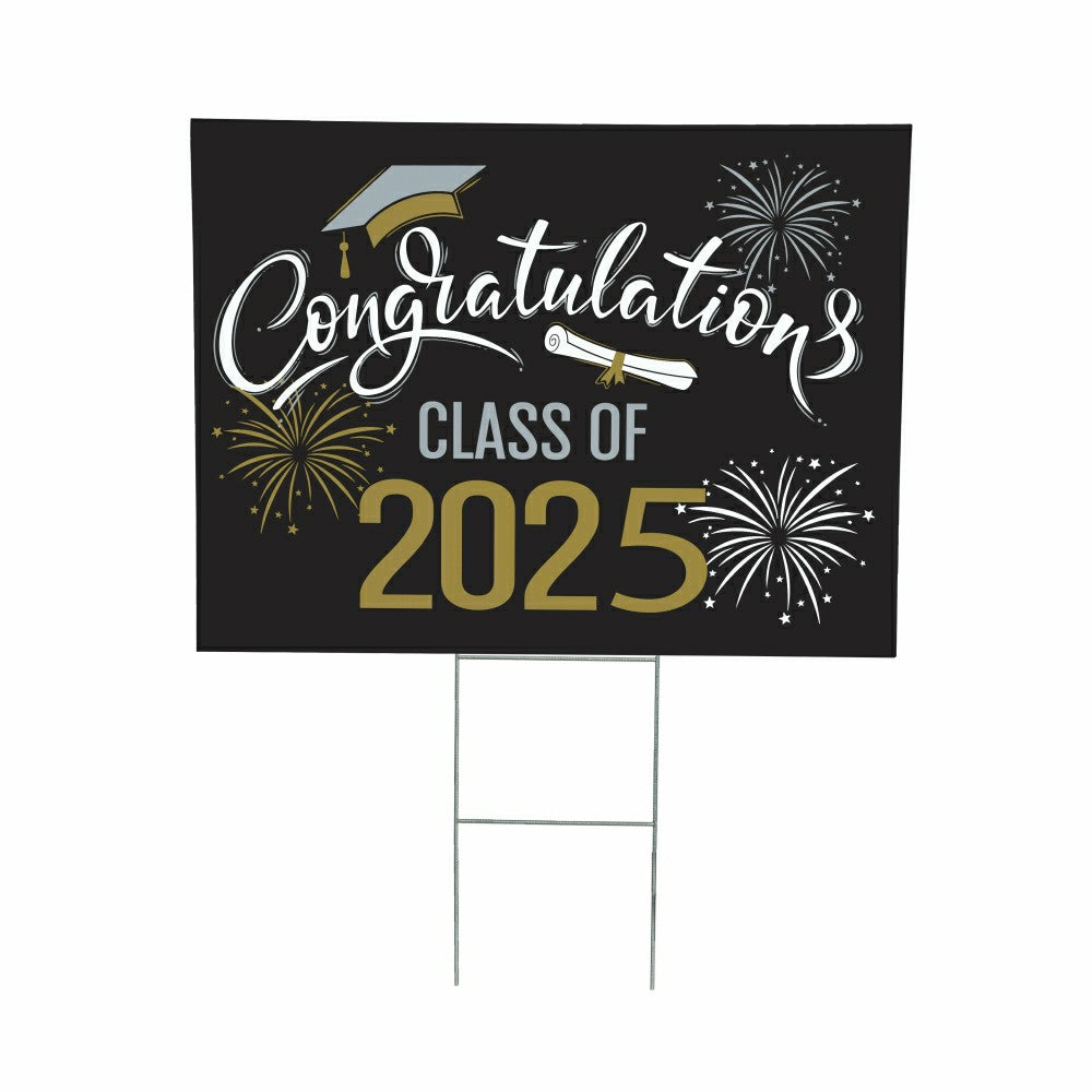 "Congrats Class of 2025" Graduation Coroplast Yard Sign with H-Stake | Plow & Hearth