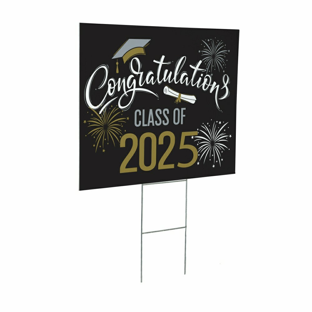 "Congrats Class of 2025" Graduation Coroplast Yard Sign with H-Stake | Plow & Hearth