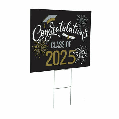 "Congrats Class of 2025" Graduation Coroplast Yard Sign with H-Stake | Plow & Hearth