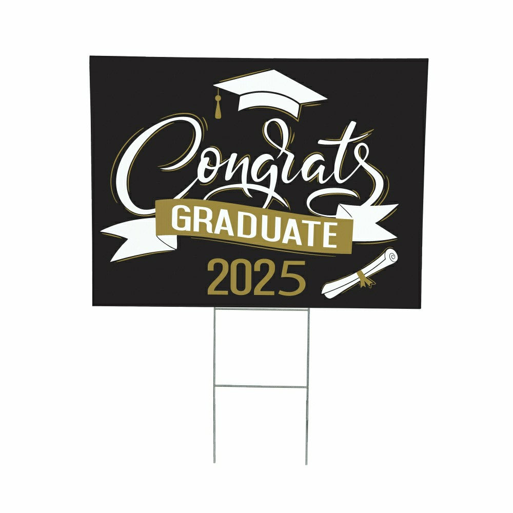 Congrats Graduate 2025 Coroplast Yard Sign with H-Stake | Plow & Hearth