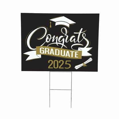 Congrats Graduate 2025 Coroplast Yard Sign with H-Stake | Plow & Hearth