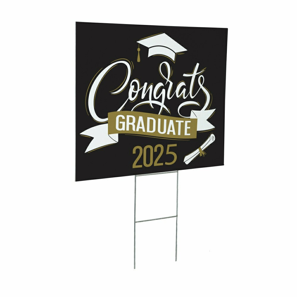 Congrats Graduate 2025 Coroplast Yard Sign with H-Stake | Plow & Hearth