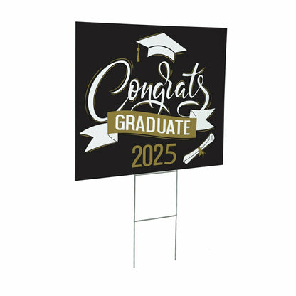 Congrats Graduate 2025 Coroplast Yard Sign with H-Stake | Plow & Hearth