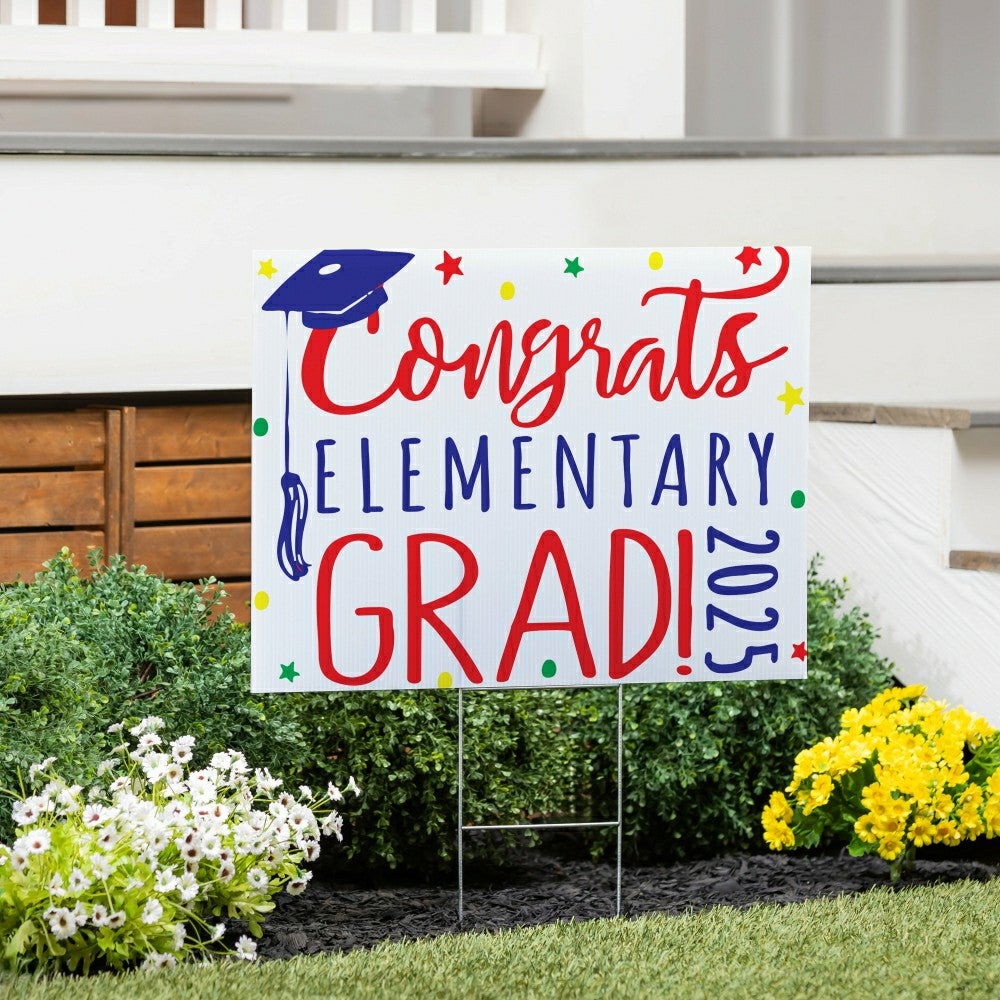 Elementary Graduation Coroplast Yard Sign with H-Stake | Plow & Hearth