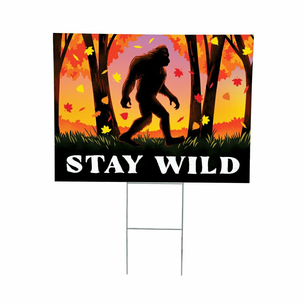 Harvest Bigfoot COROPLAST Yard Sign, "STAY WILD", , 24"x18" | Plow & Hearth